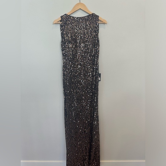 Mac Duggal Cowl Back Boat Neck Sequin Gown - Picture 6 of 8